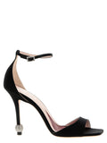 Black Viscose Stiletto Heel Sandals
