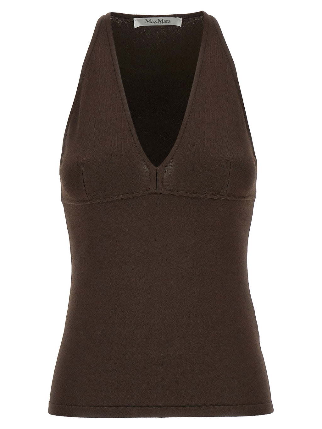 Brown Viscose Sleeveles T-Shirt