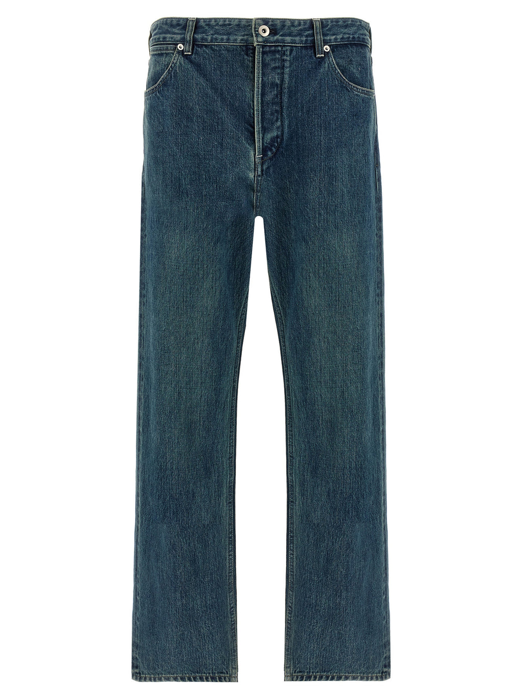 Blue Cotton Straight-Leg Jeans
