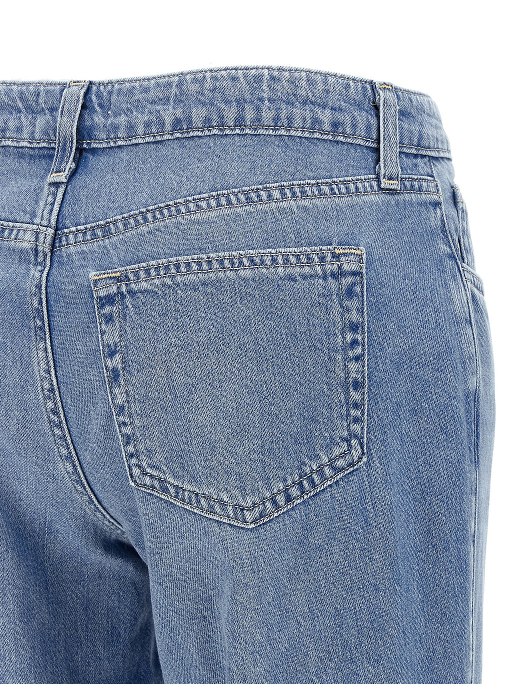 Blue Cotton Straight-Leg Jeans