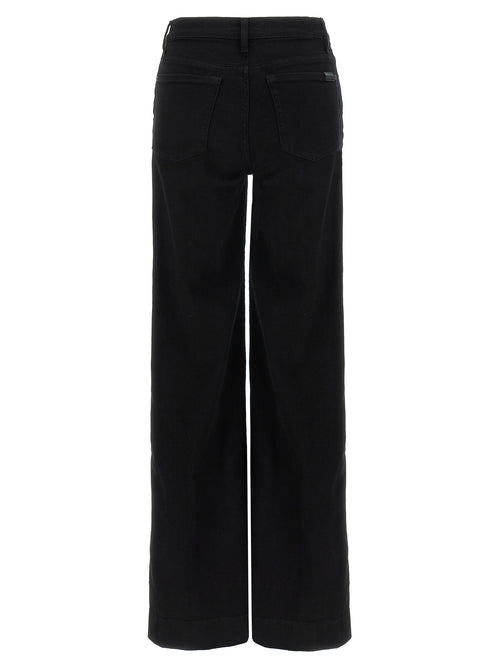 7 For All Mankind Black Cotton Flared Jeans