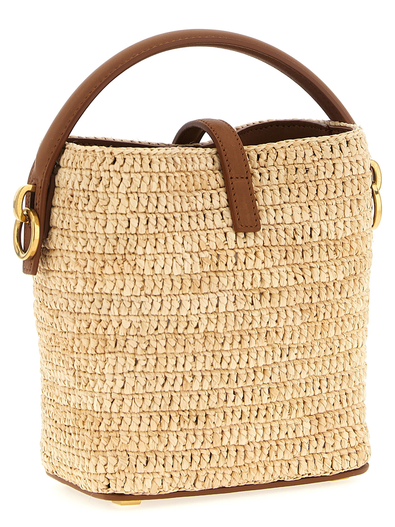 Beige Raffia Crossbody Bag