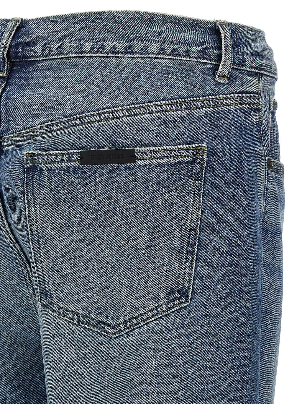 Blue Cotton Straight-Leg Jeans