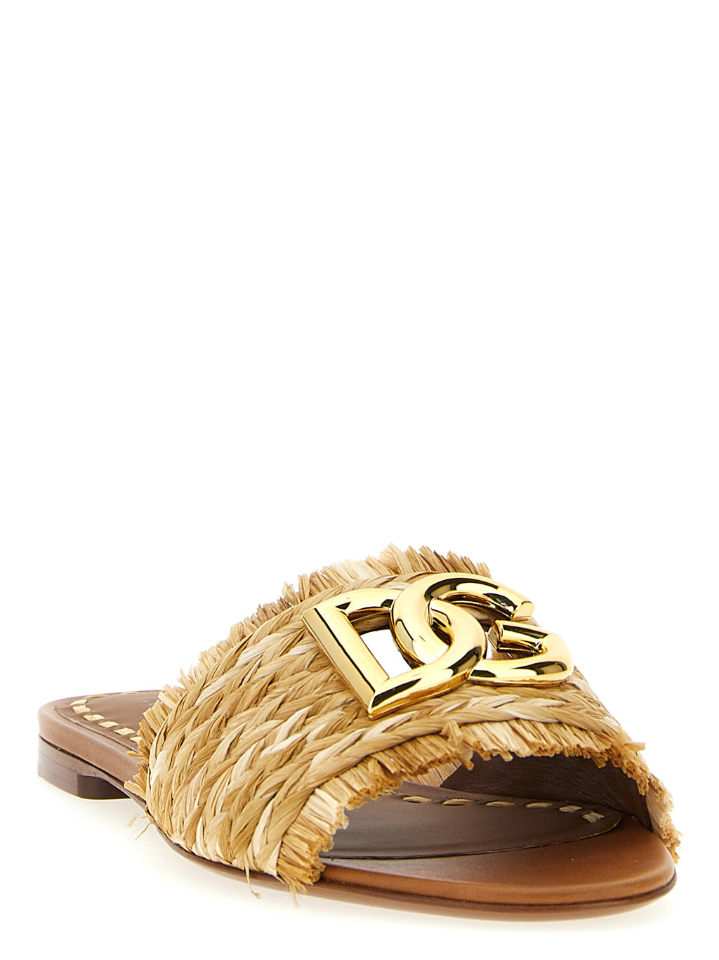 Brown Raffia Slides