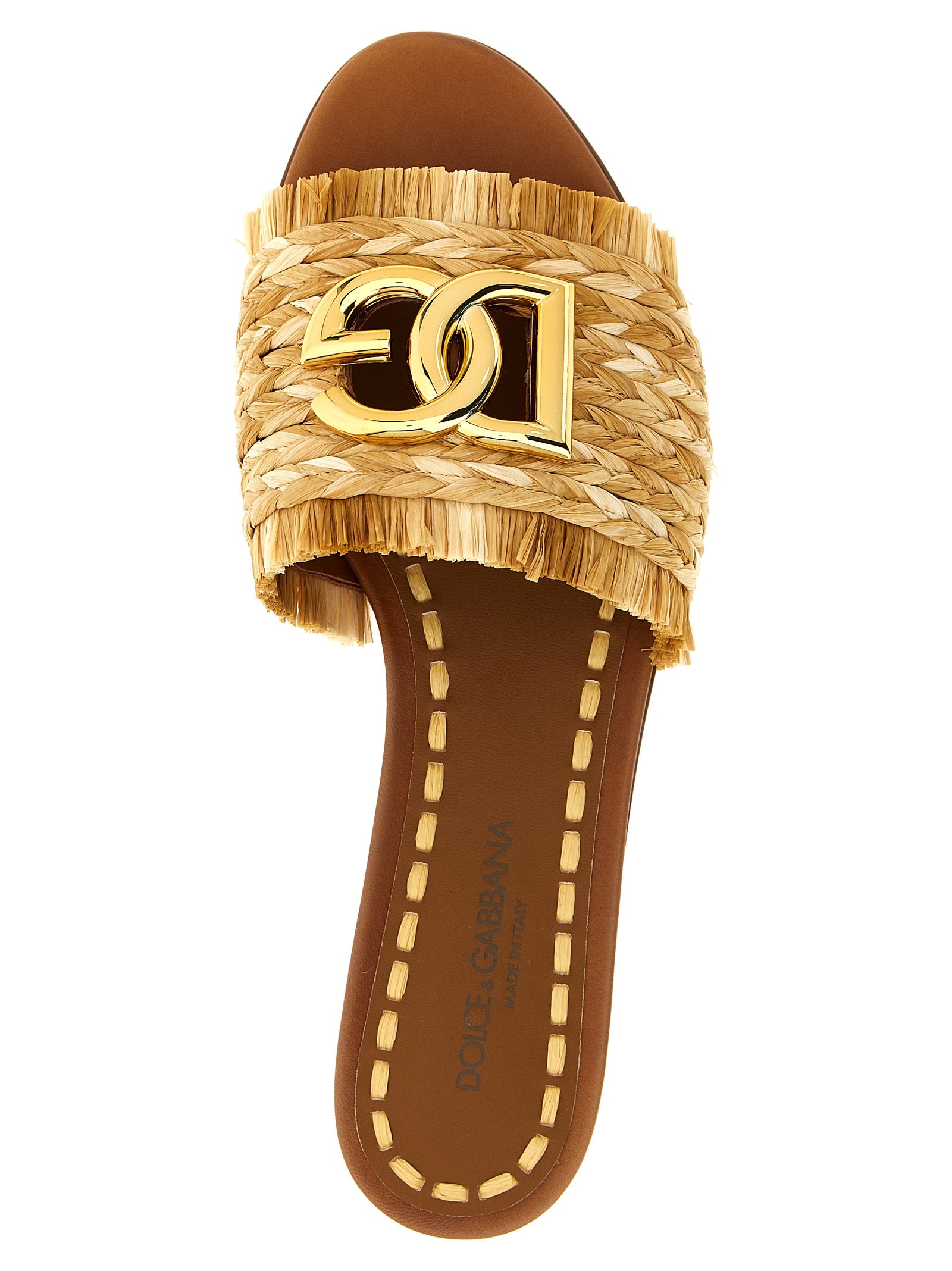 Brown Raffia Slides