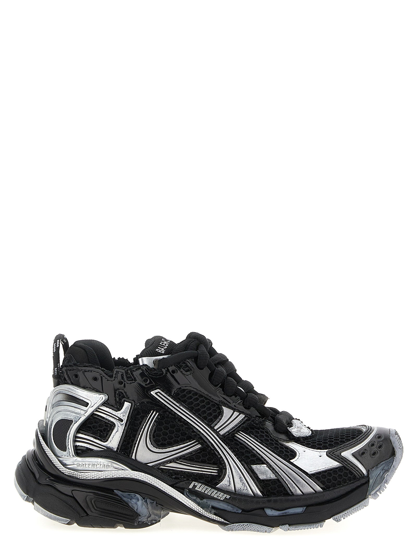 Black Polyethylene Athletic Sneakers
