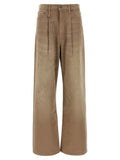 Brown Cotton High-Waisted Jean