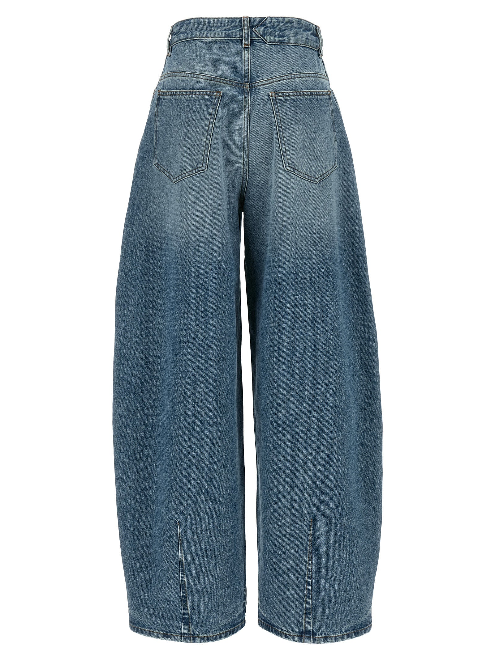 Blue Cotton High-Waisted Jean