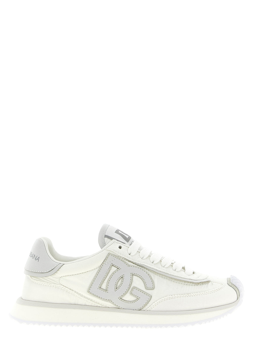 White Polyester Athletic Sneakers