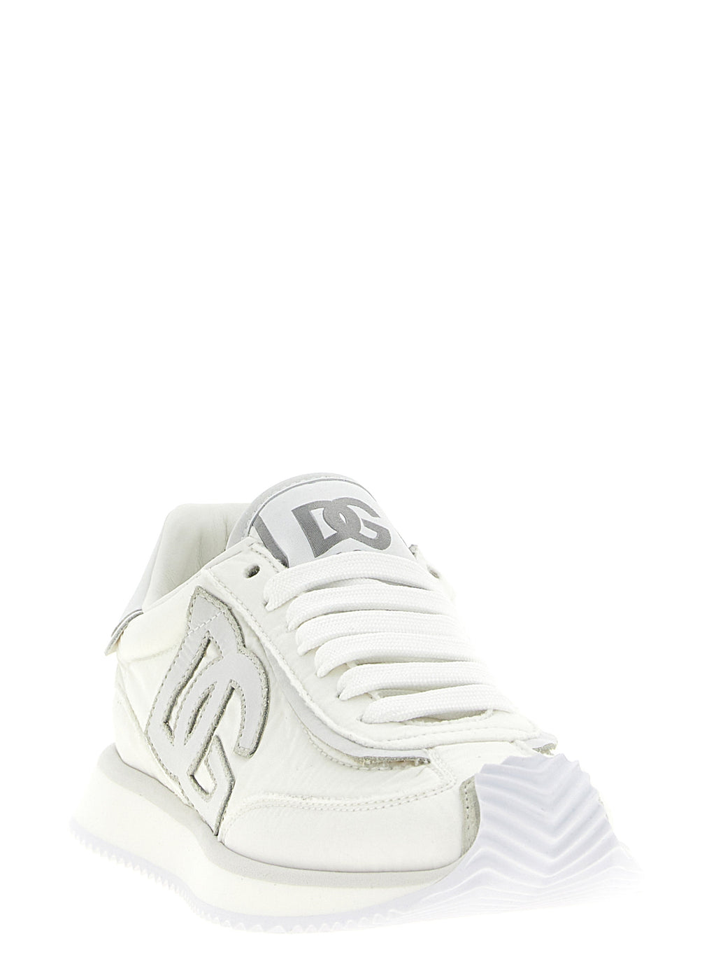 White Polyester Athletic Sneakers