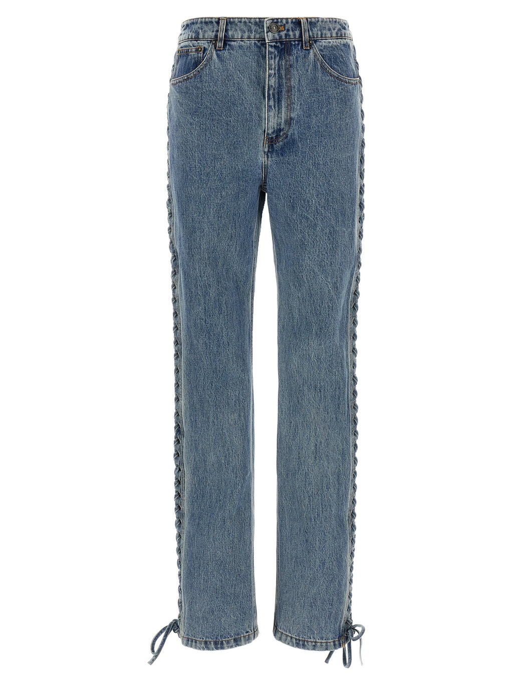 Blue Cotton Straight-Leg Jeans