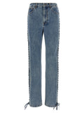 Blue Cotton Straight-Leg Jeans
