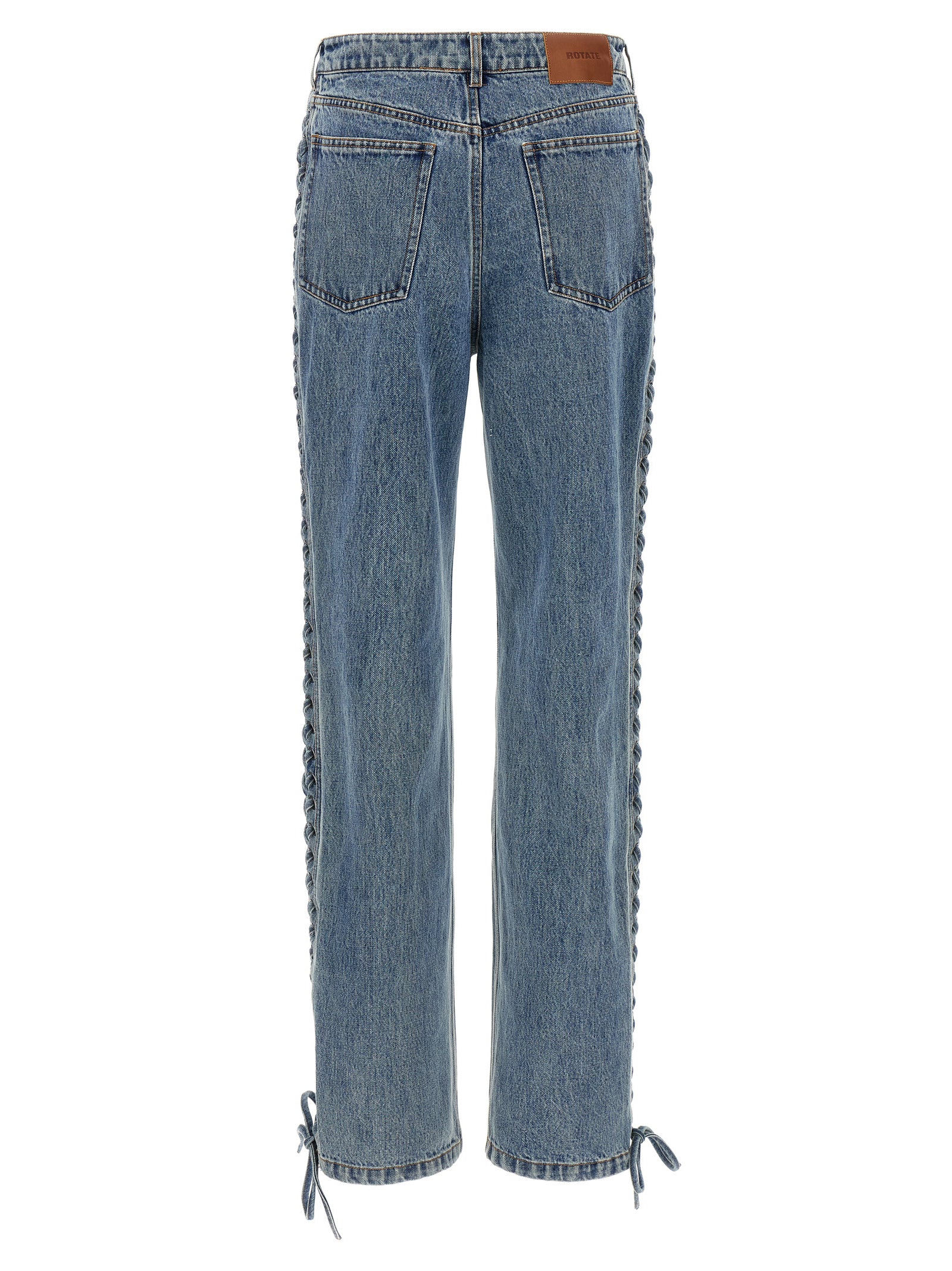Blue Cotton Straight-Leg Jeans