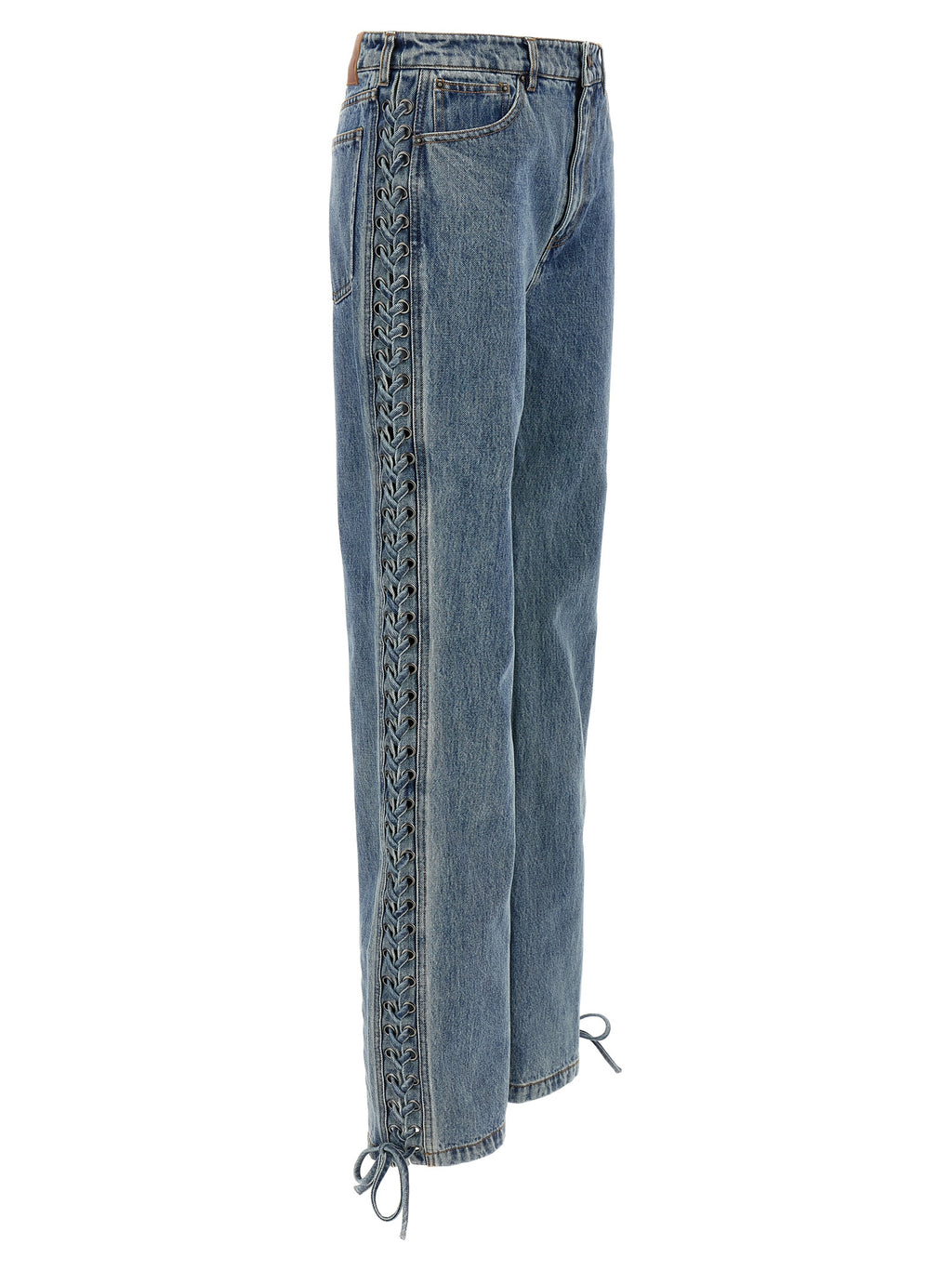Blue Cotton Straight-Leg Jeans