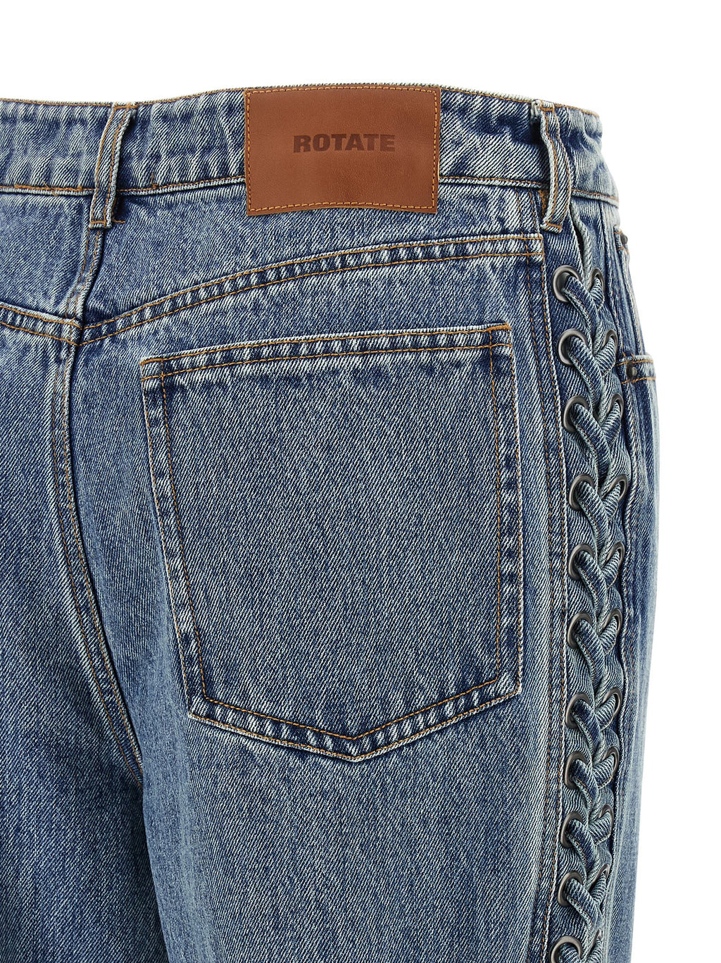 Blue Cotton Straight-Leg Jeans