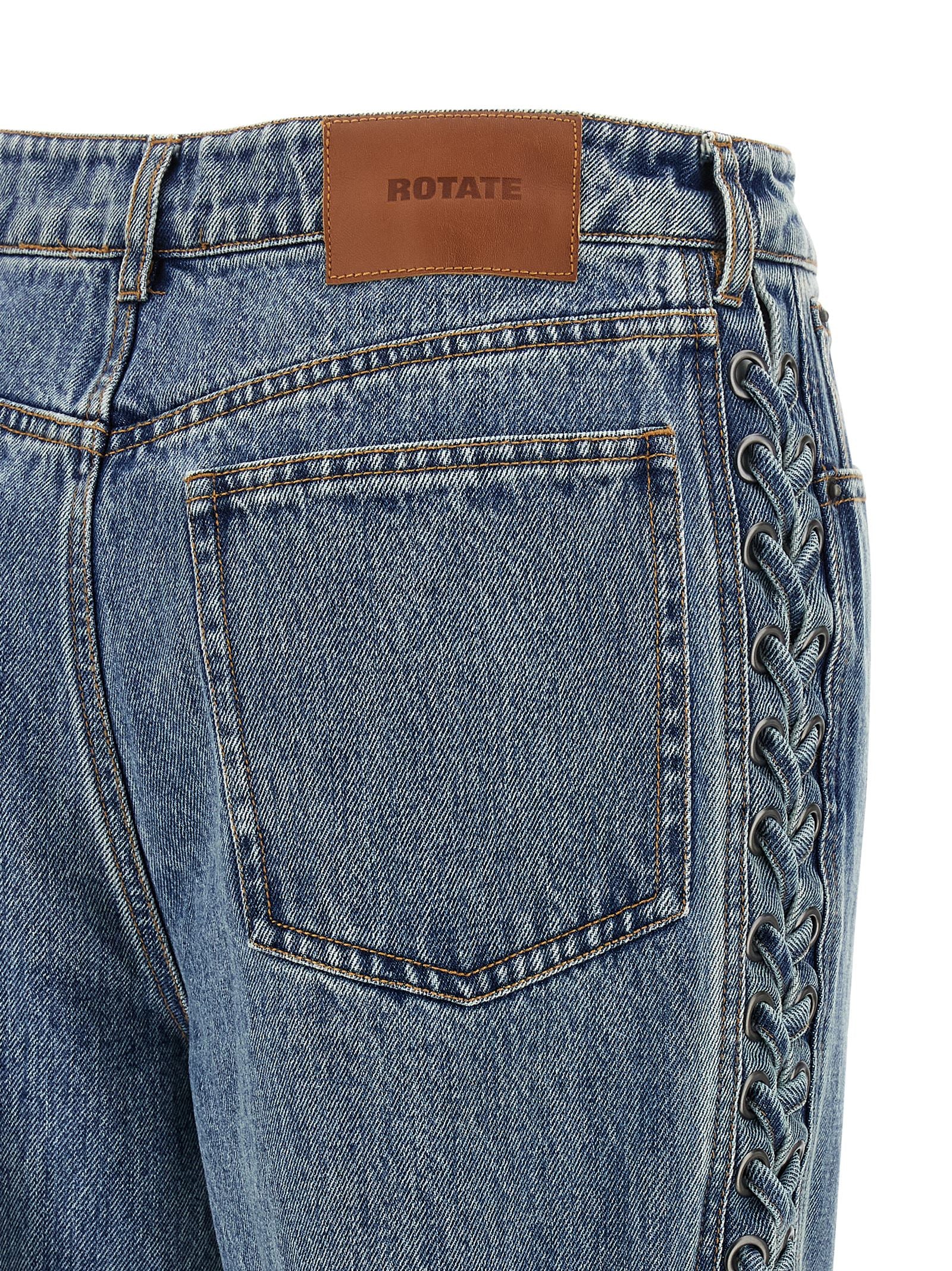 Blue Cotton Straight-Leg Jeans