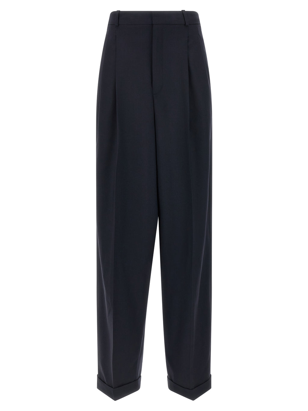 Blue Wool Casual Pants