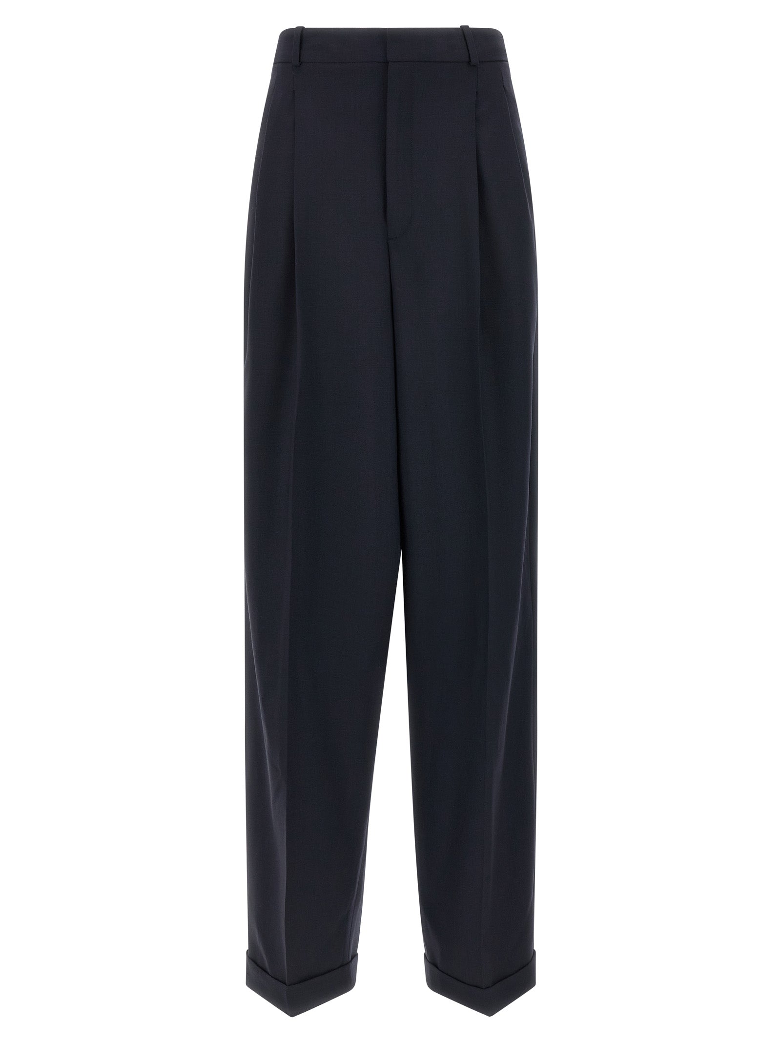Blue Wool Casual Pants
