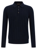 Blue Virgin Wool Polo Shirt