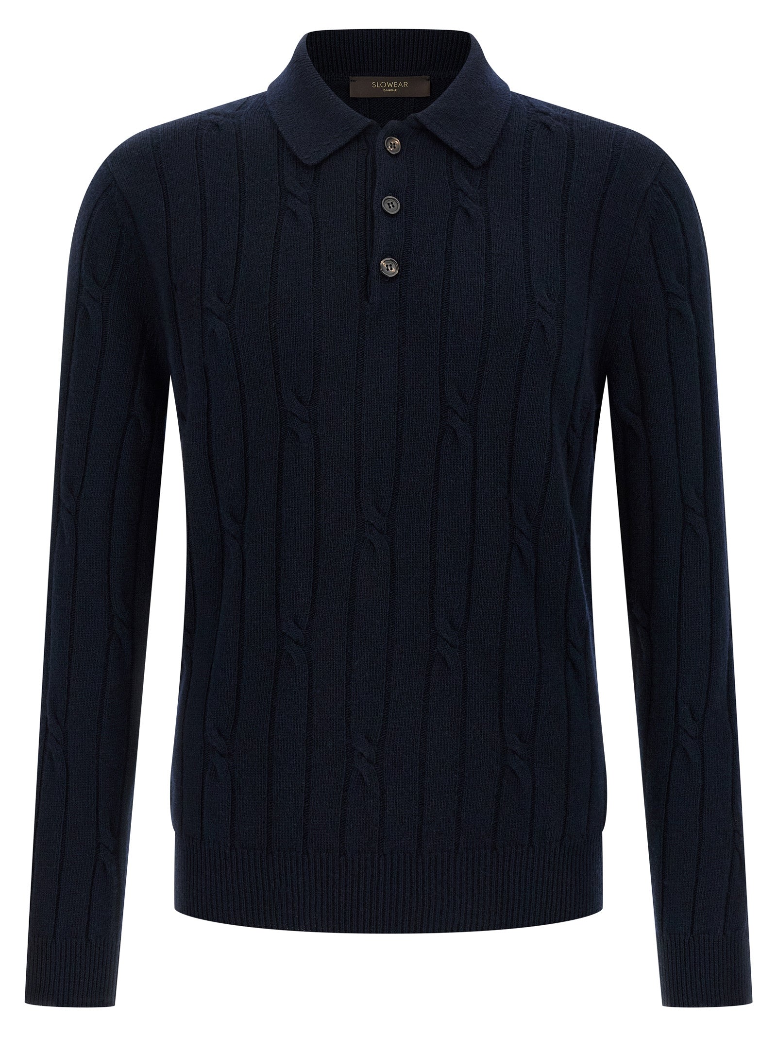 Blue Virgin Wool Polo Shirt