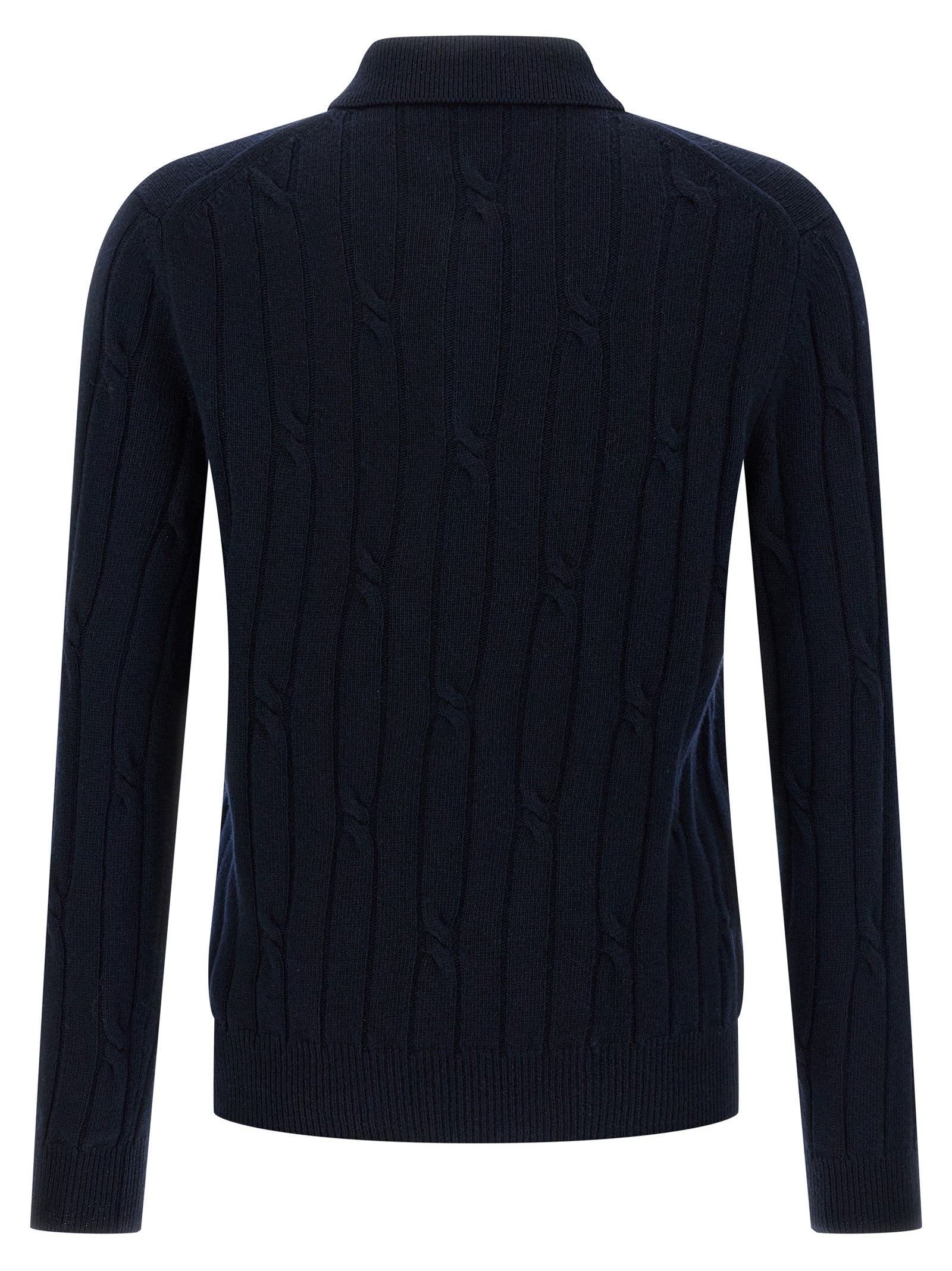Blue Virgin Wool Polo Shirt