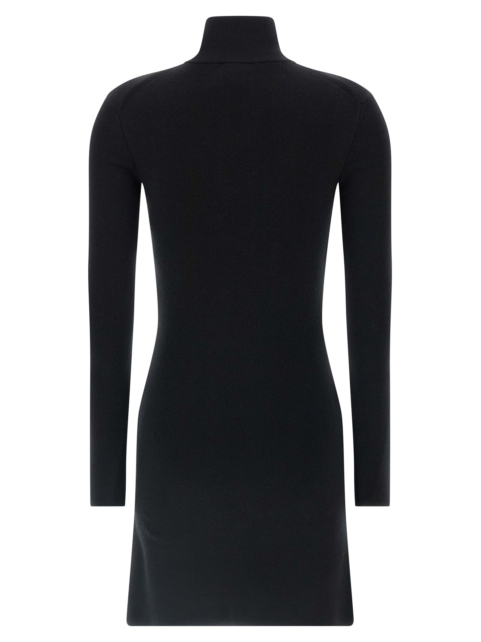 Black Merino Wool Short Dress