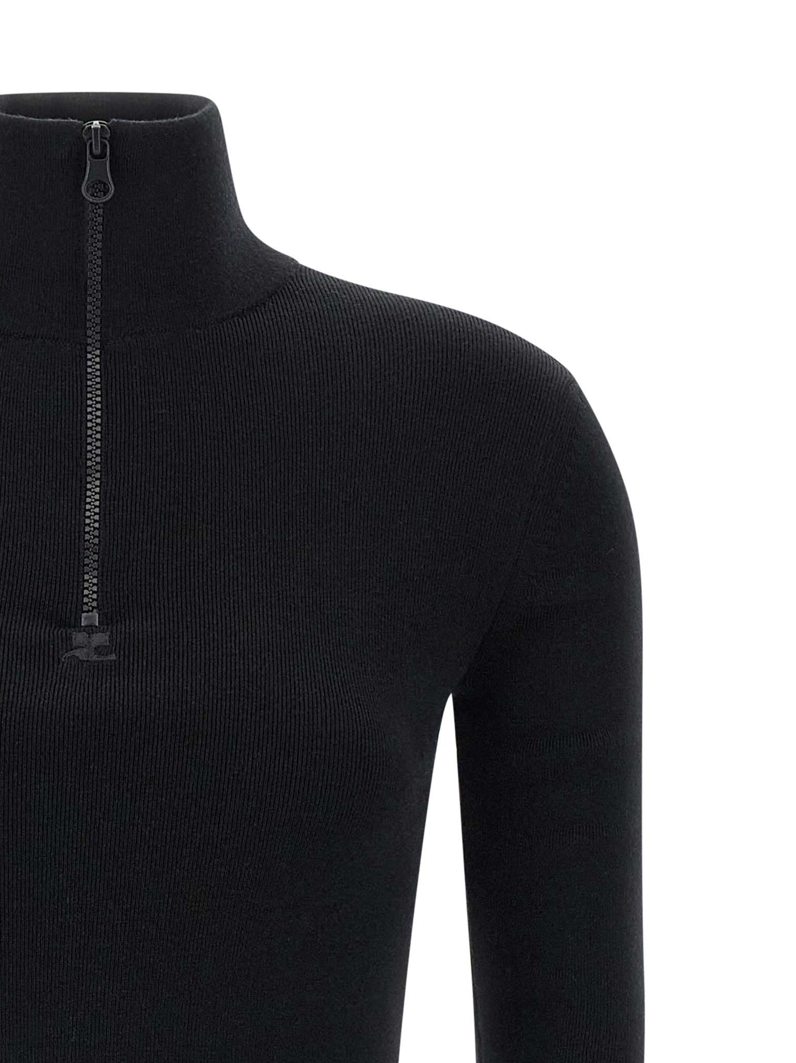Black Merino Wool Short Dress