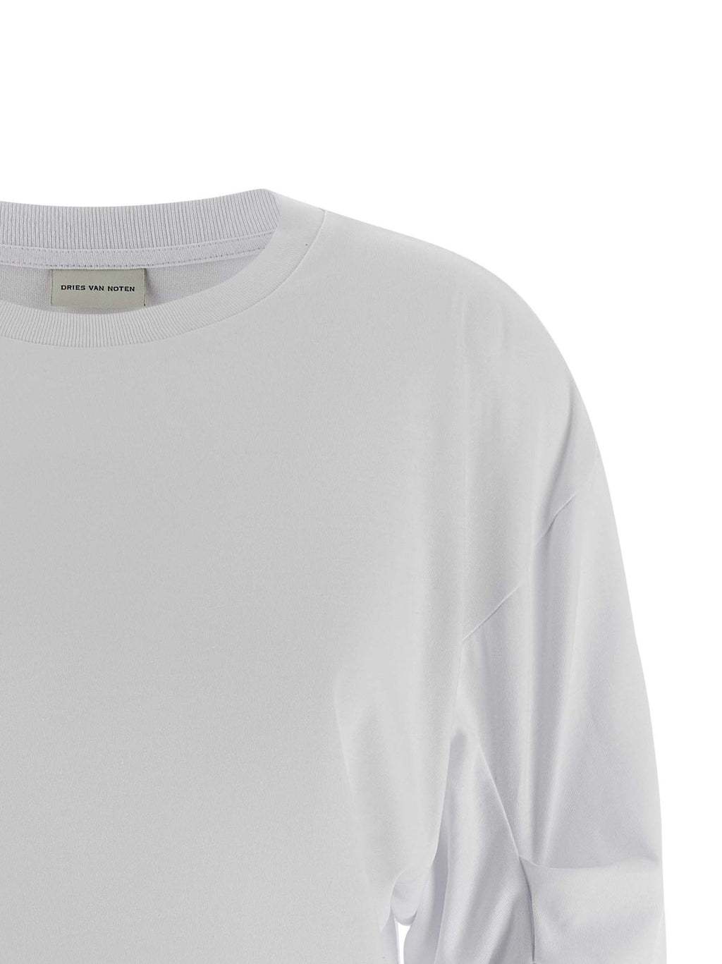 White Cotton Long Sleeve T-Shirt