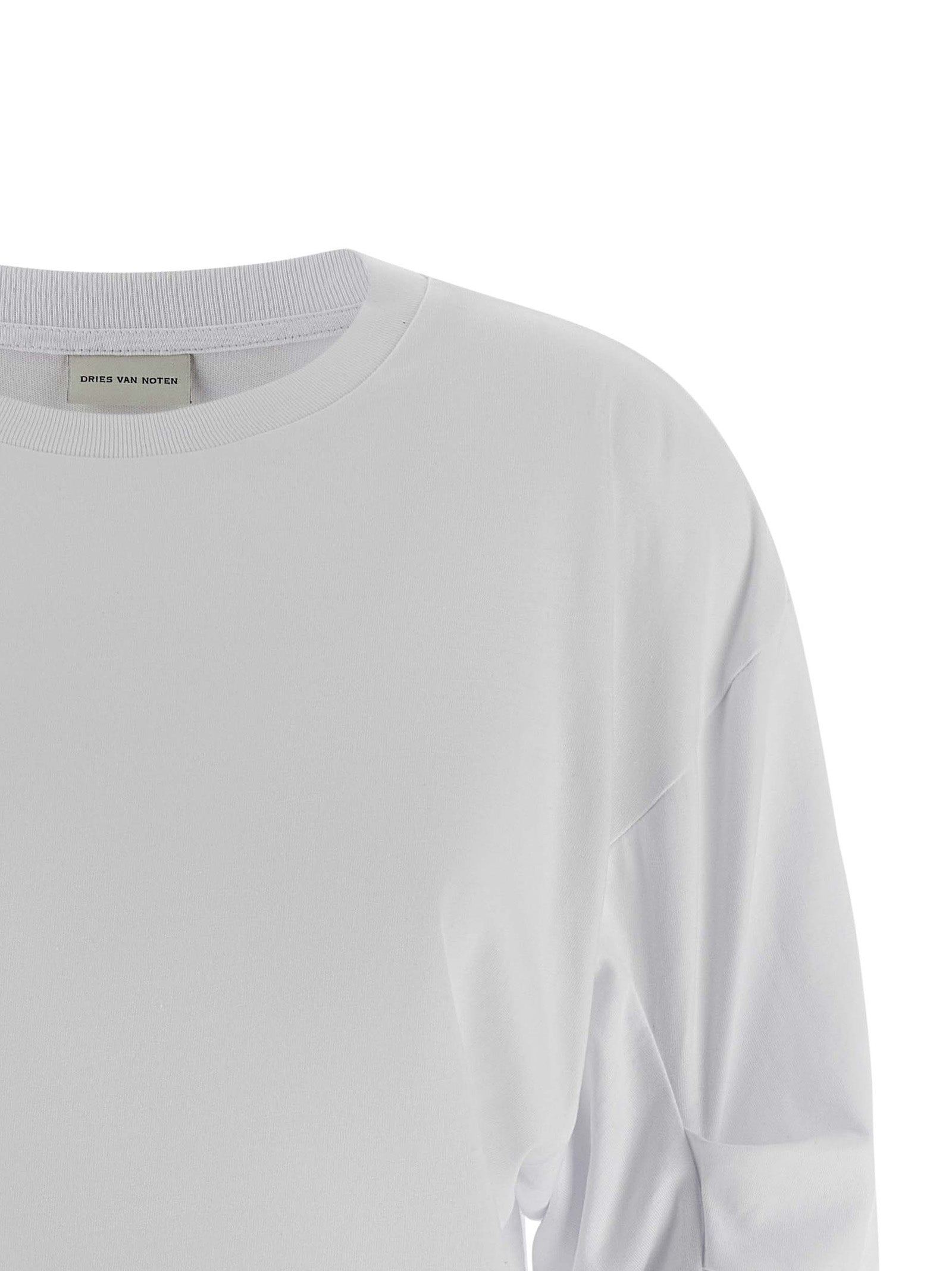 White Cotton Long Sleeve T-Shirt