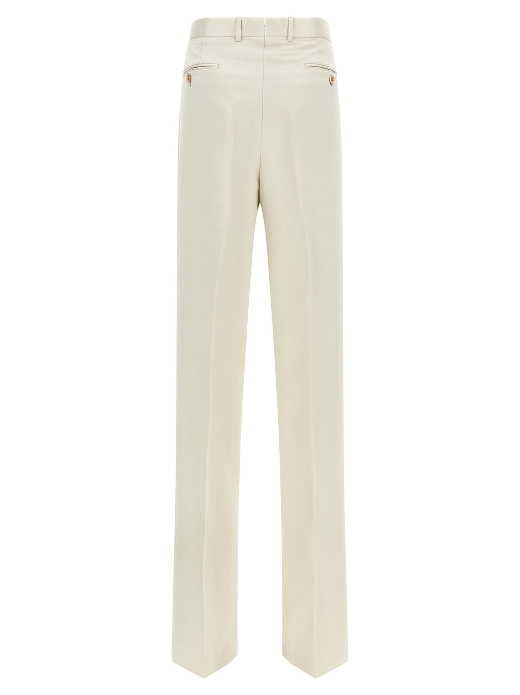 Beige Cotton Casual Pants