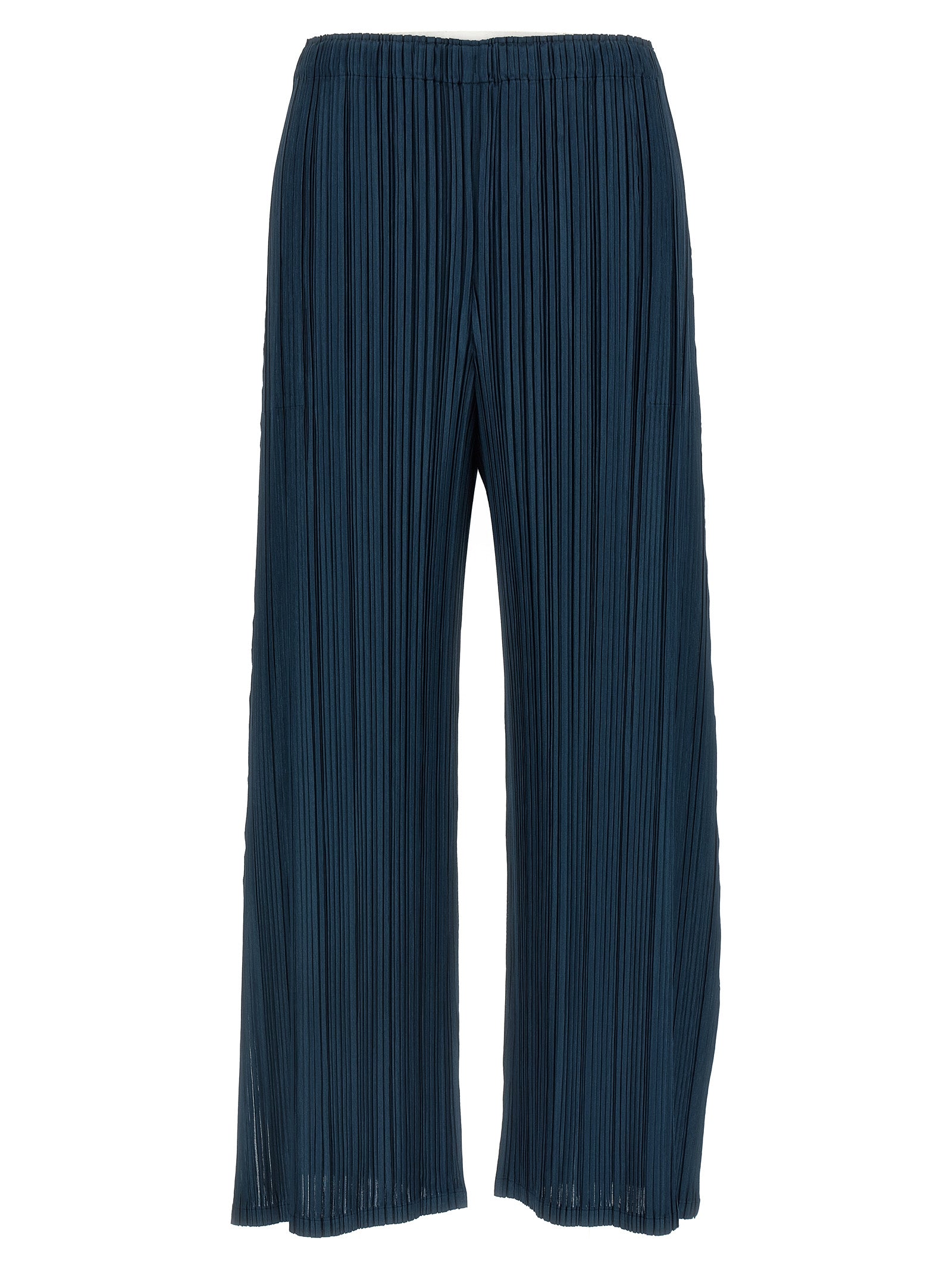 Blue Polyester Casual Pants