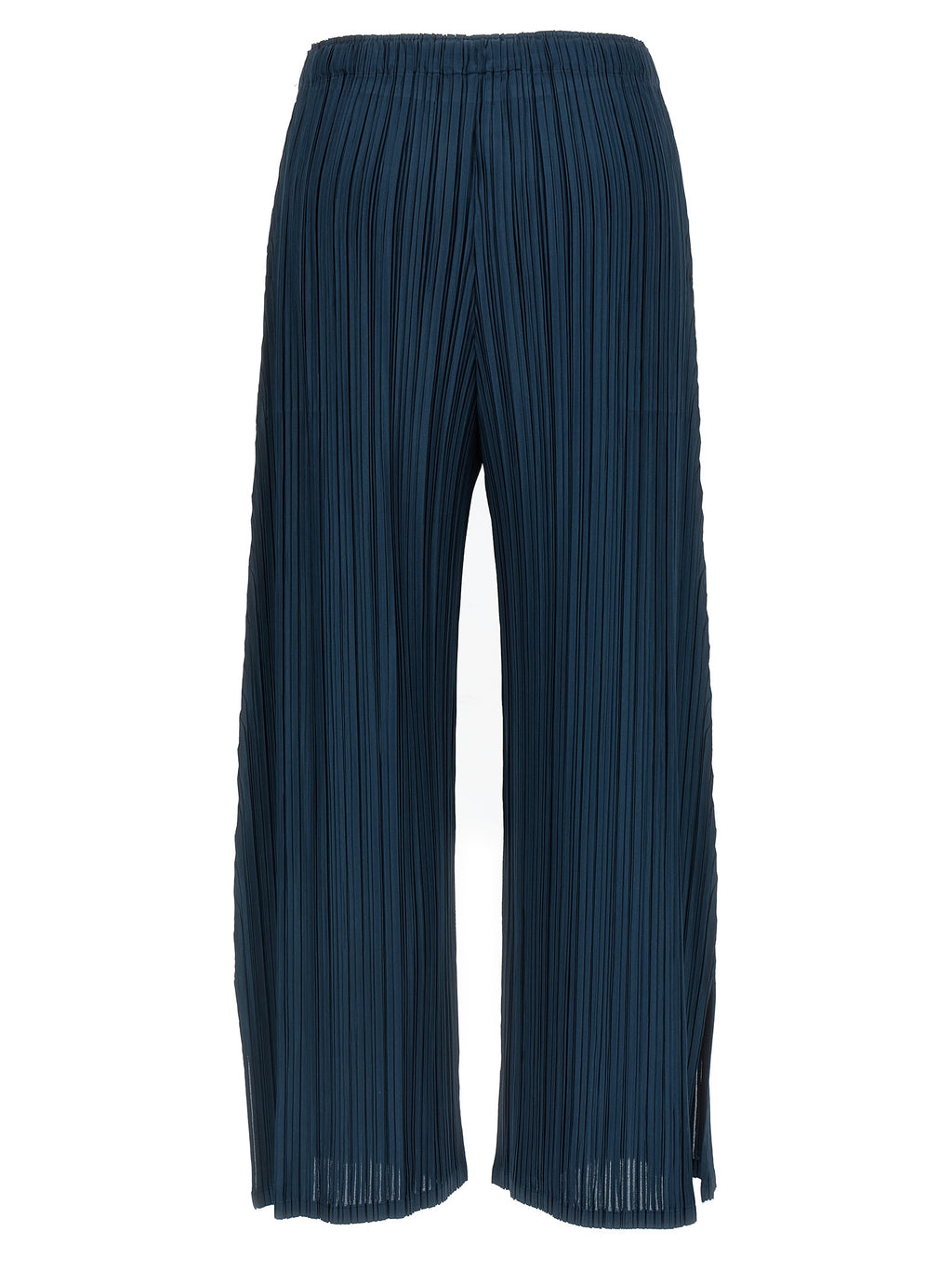 Blue Polyester Casual Pants