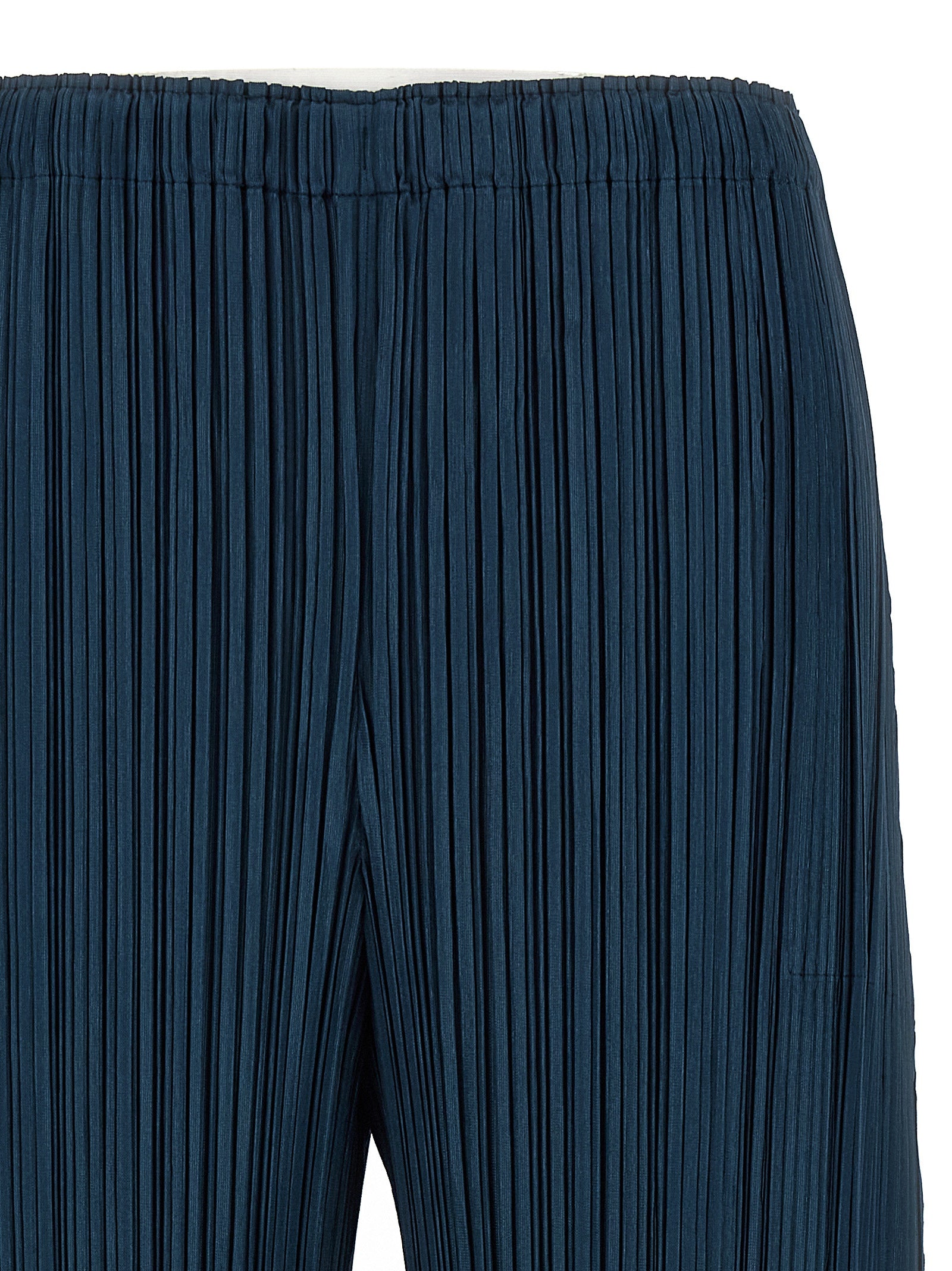 Blue Polyester Casual Pants