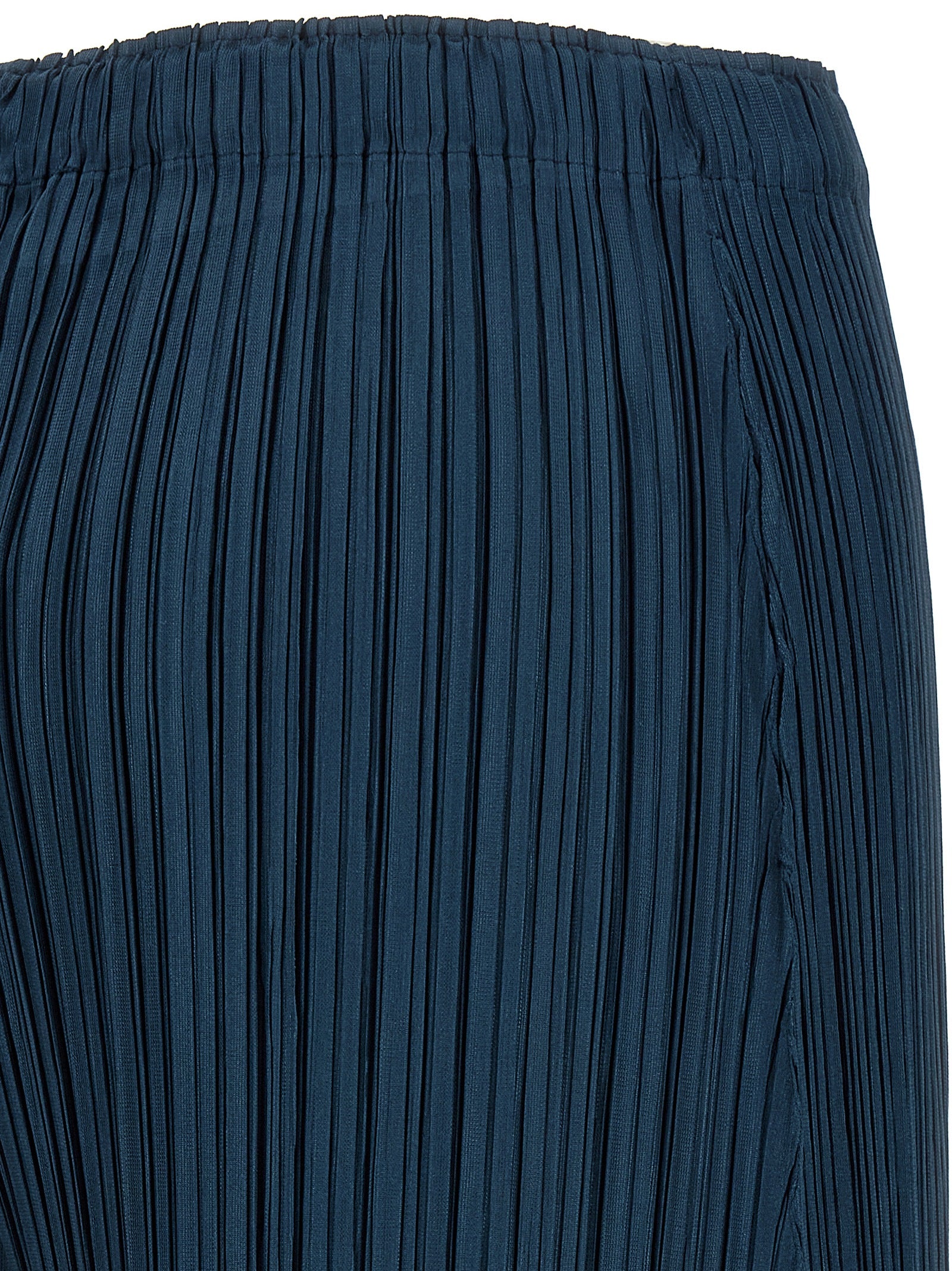 Blue Polyester Casual Pants