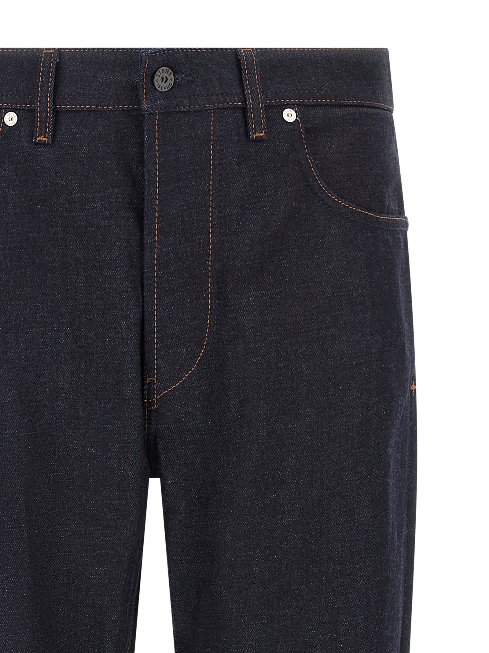 Blue Cotton Straight-Leg Jeans