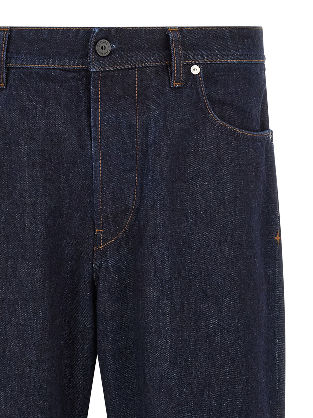 Blue Cotton Straight-Leg Jeans