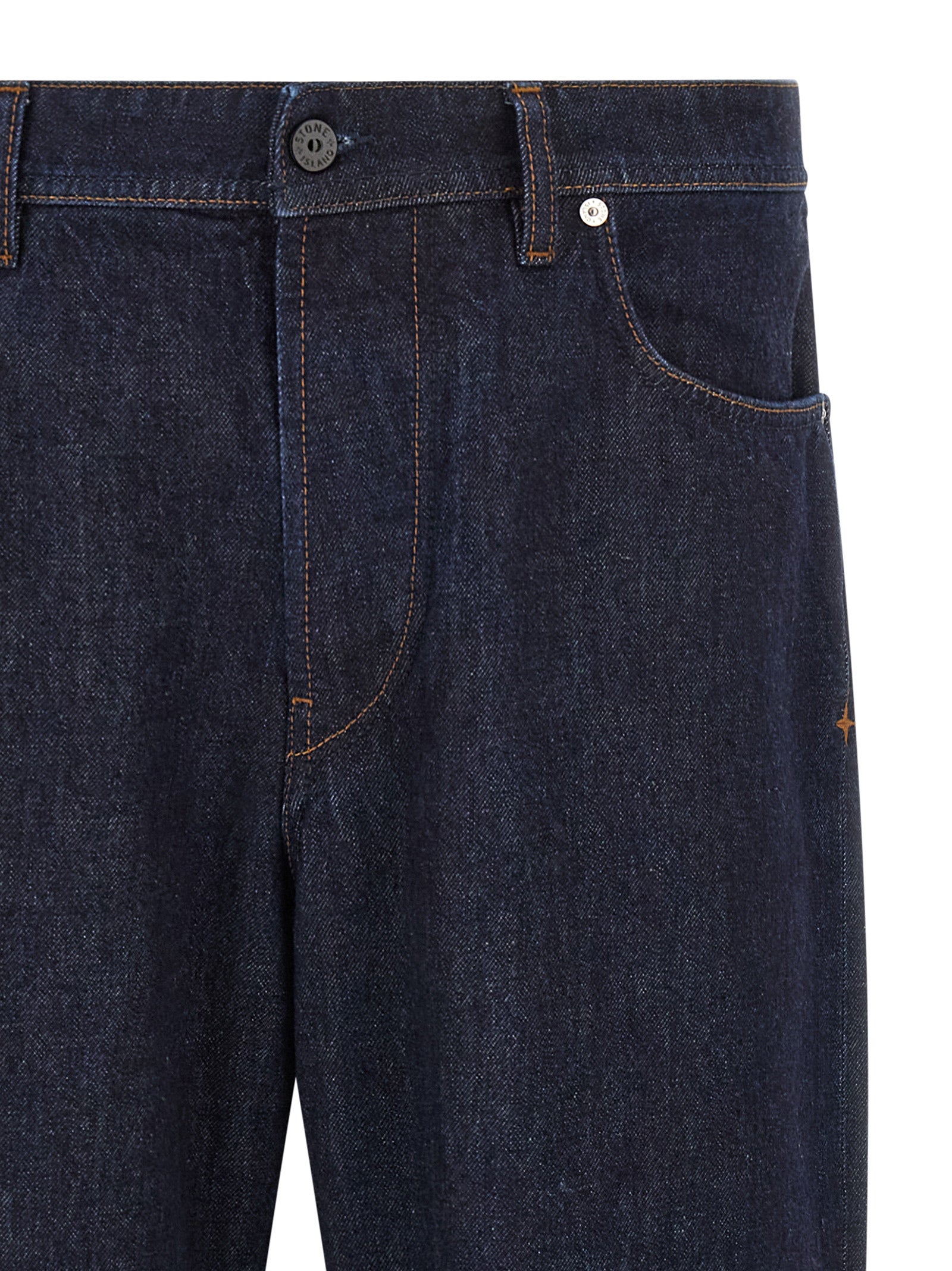 Blue Cotton Straight-Leg Jeans