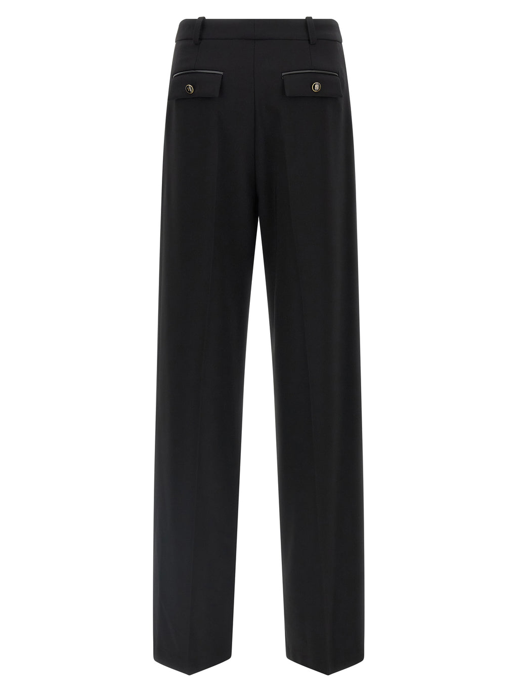 Black Polyester Casual Pants