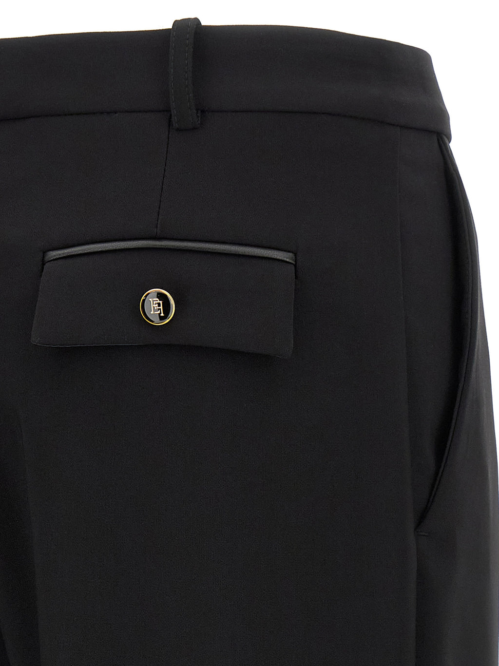 Black Polyester Casual Pants