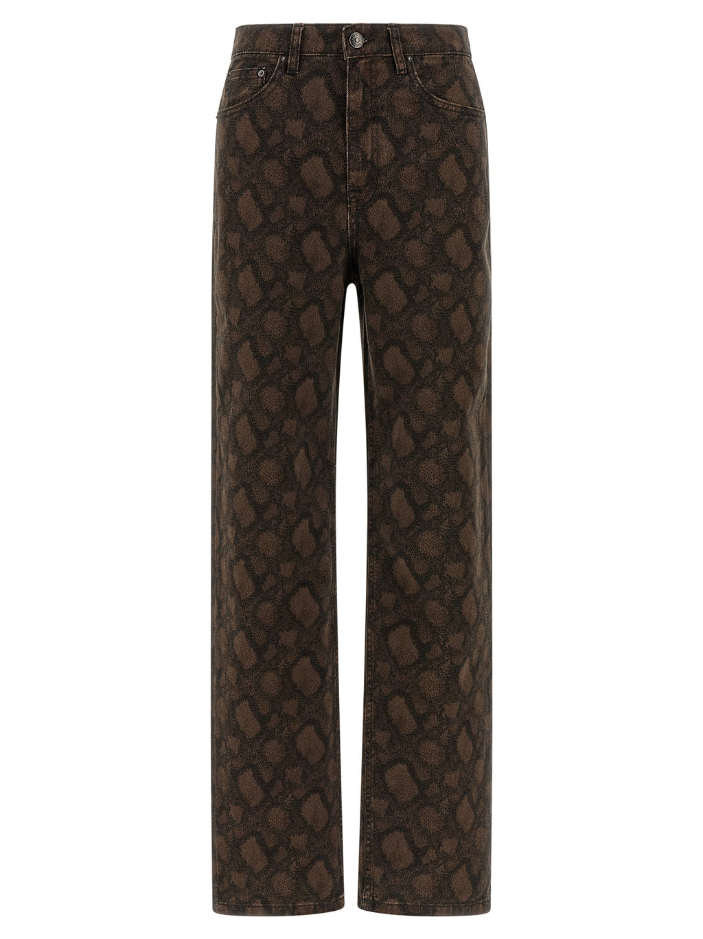 Brown Cotton Straight-Leg Jeans