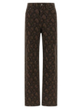 Brown Cotton Straight-Leg Jeans