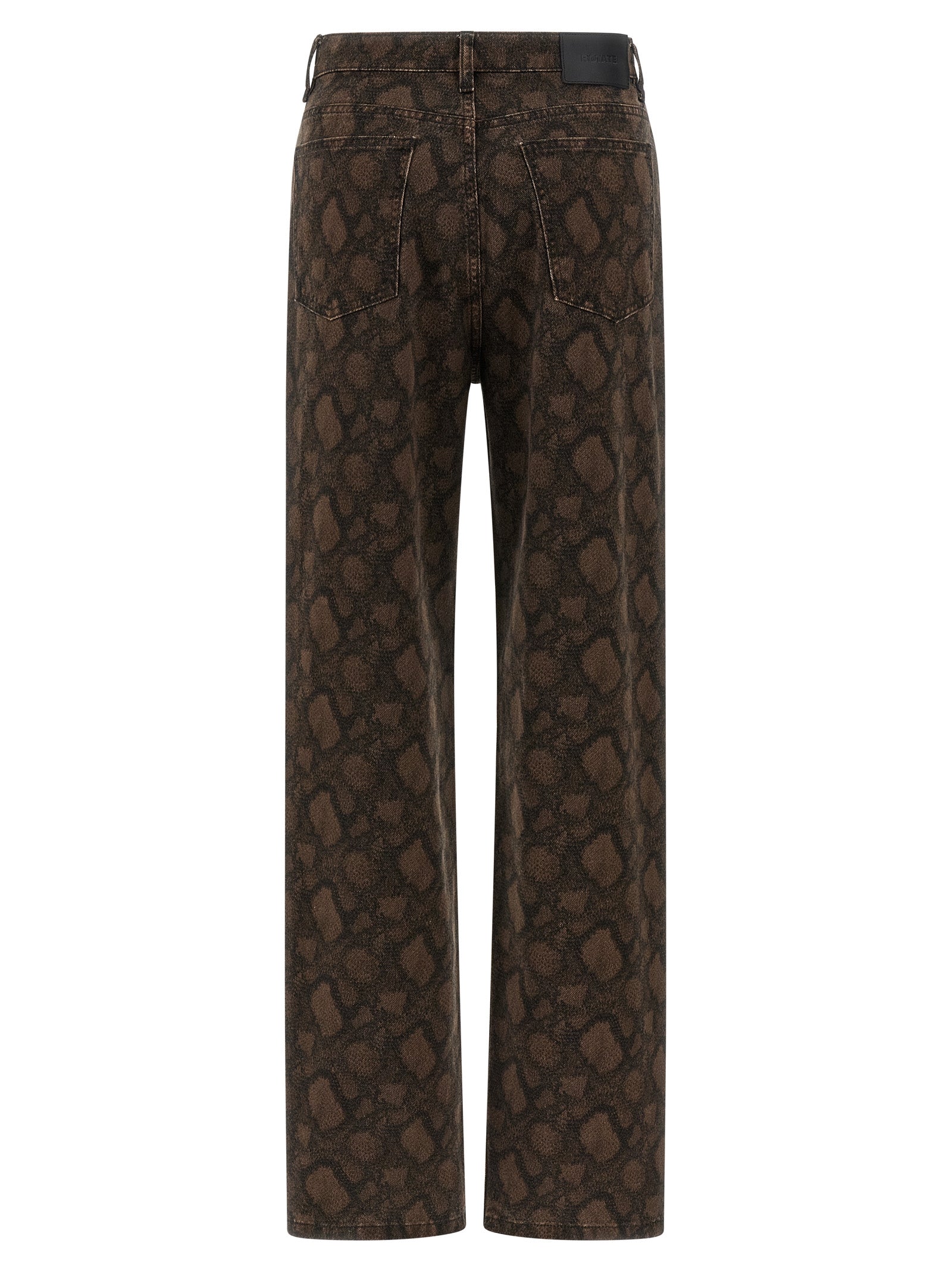Brown Cotton Straight-Leg Jeans