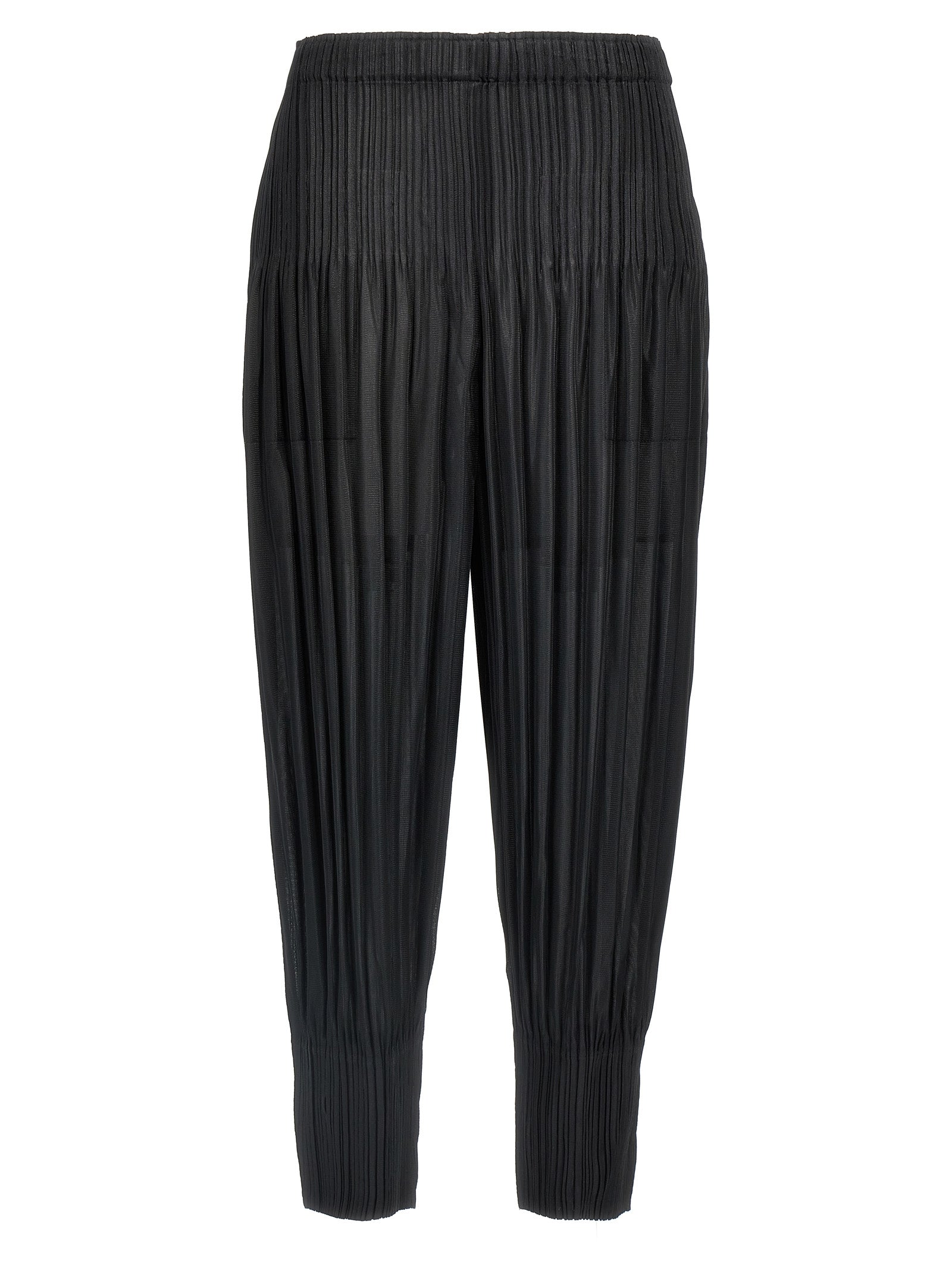 Black Polyester Casual Pants