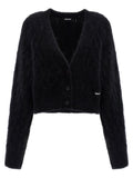 Black Alpaca Leather Cardigan