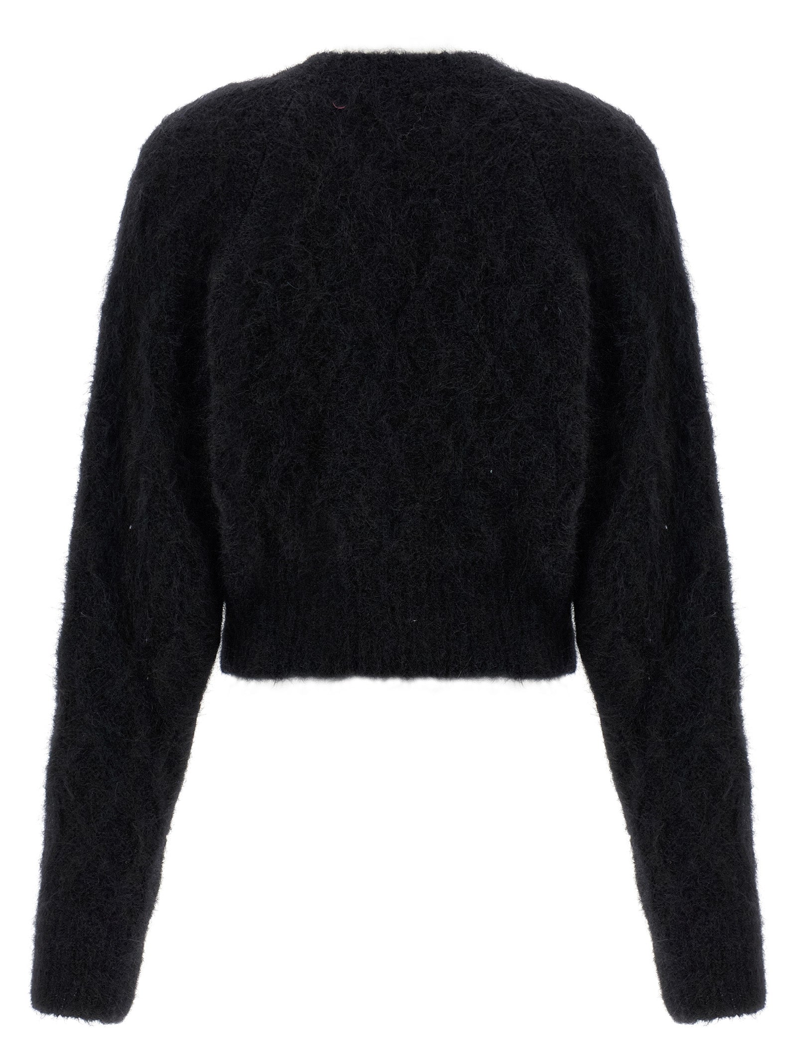 Black Alpaca Leather Cardigan