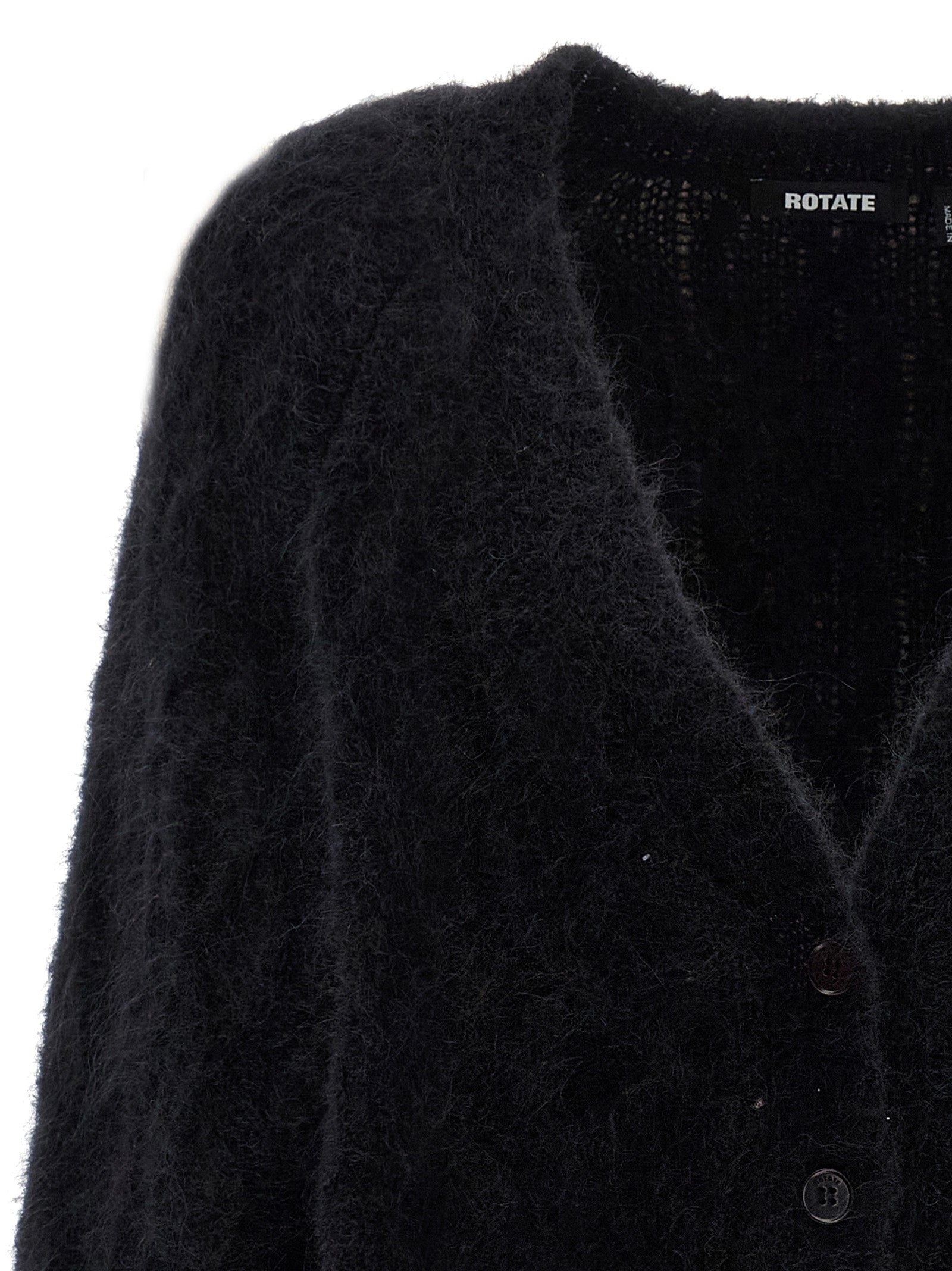 Black Alpaca Leather Cardigan