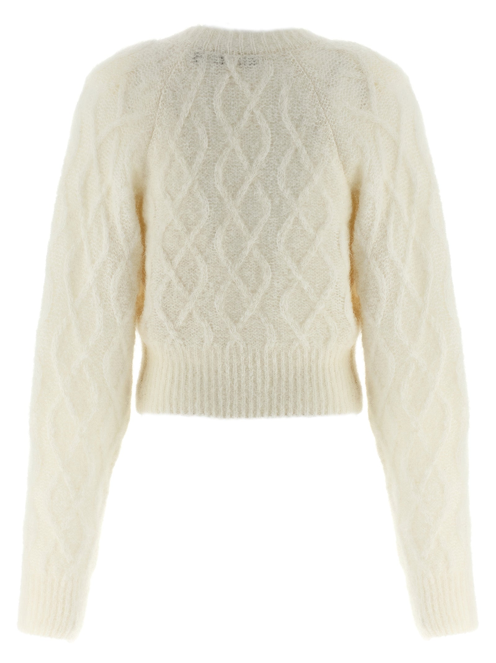 White Alpaca Leather Cardigan