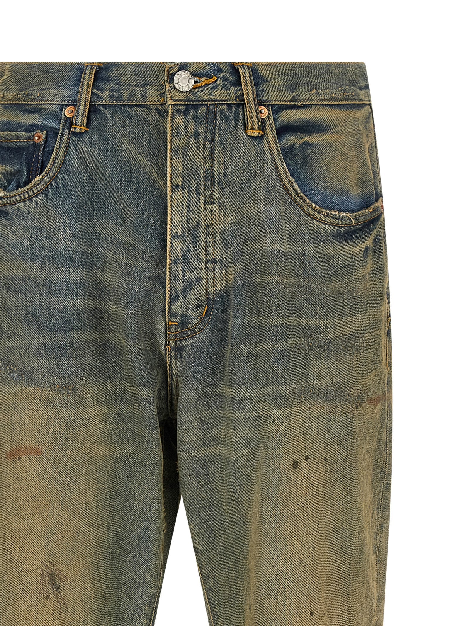 Bicolor Cotton Straight-Leg Jeans