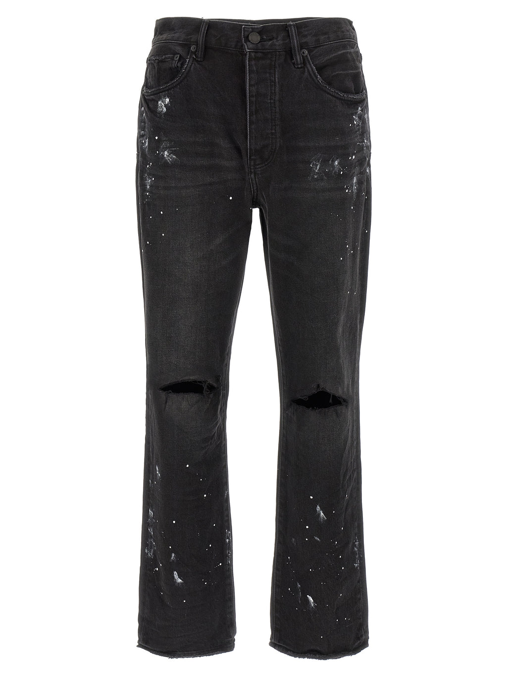 Black Cotton Straight-Leg Jeans