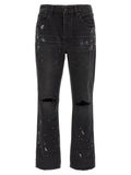 Black Cotton Straight-Leg Jeans